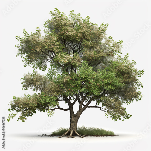 Beautiful single green tree image isolated white background