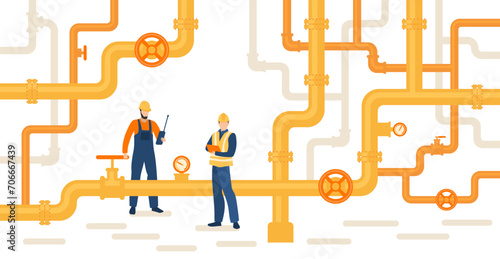 Gas pumping station, gas industry and gas transport system.  Energy resources. Fuel products industry. Petrol production workers