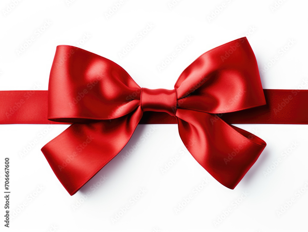 A red ribbon on a white backround