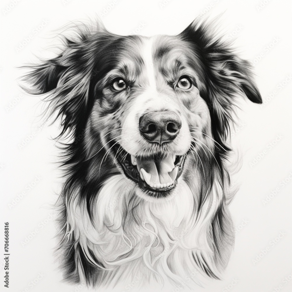 Pencil sketch nice white and black dog image Generative AI