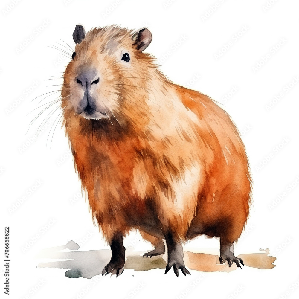 watercolor capybara isolated on white watercolor capybara isolated on white