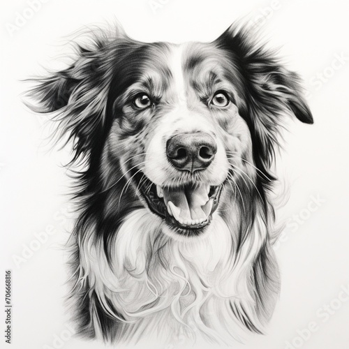 Pencil sketch nice white and black dog image Generative AI © MiltonKumar