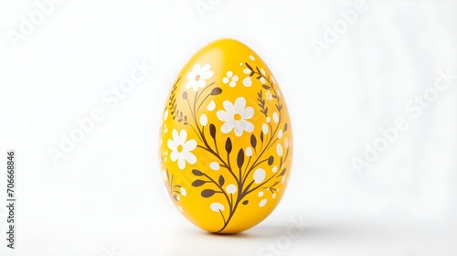 Wallpaper Mural Hand Painted Easter Egg in yellow Colors on a white Background. Elegant Easter Template with Copy Space Torontodigital.ca