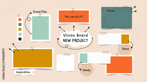 Vector photo collage template moodboard pictures grids vector illustration, vision board	