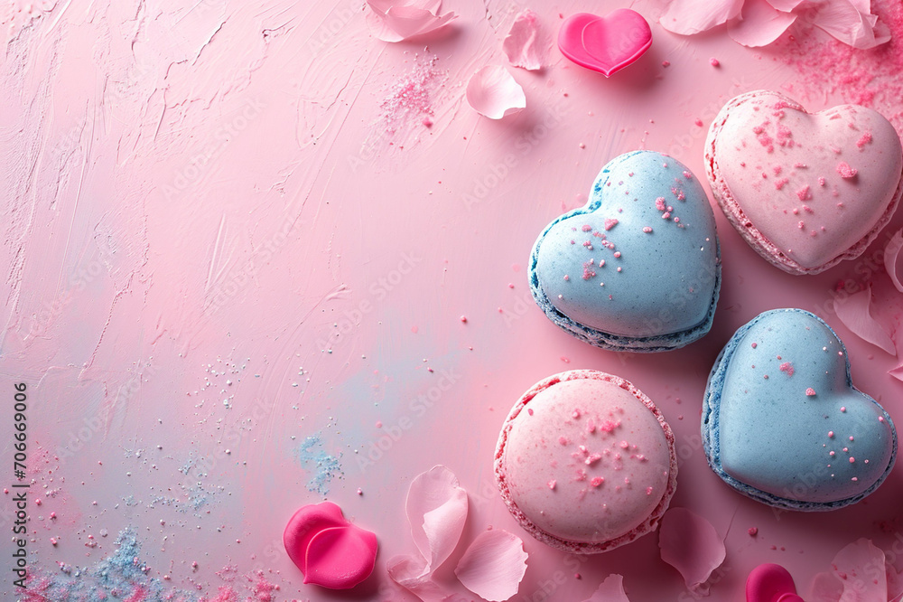 background of pink and light blue hearts, Background, Valentine's Day concept, Generative AI