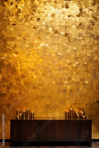 Shiny gold leaf wall texture