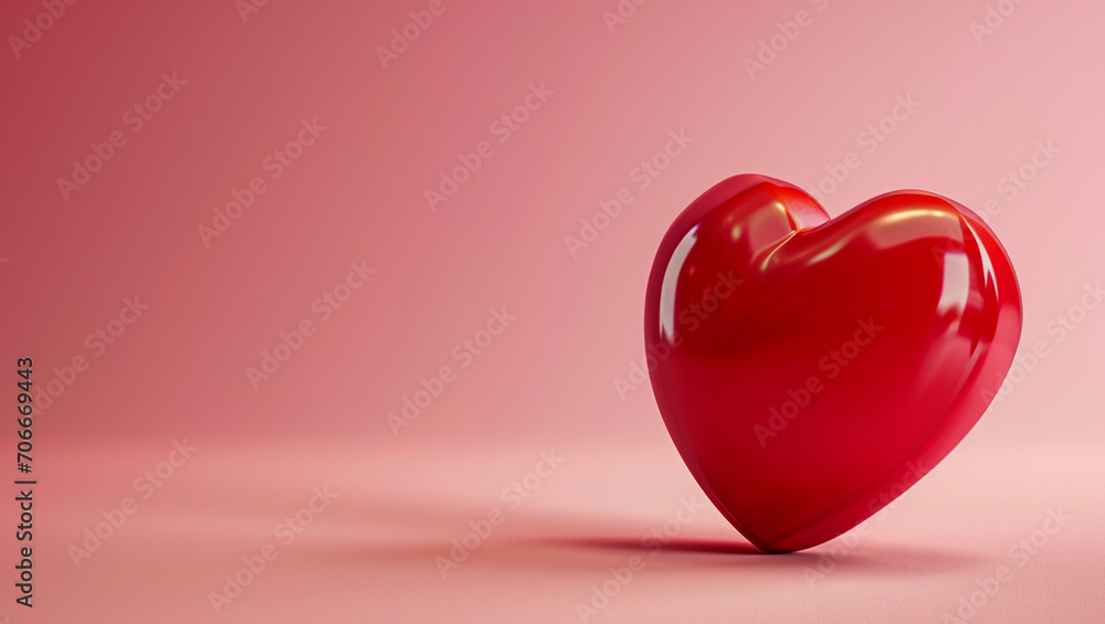 Red heart on pink background. A great symbol of love, care and relationships. Valentine's Day.