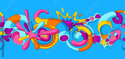 Pattern with abstract shapes. Cartoon cute trendy creative image.