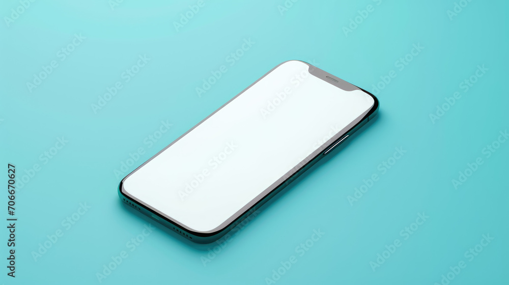 empty, blank mockup,completly white phone screen, lying flat on blue background empty, blank mockup,completly white phone screen, lying flat on blue background