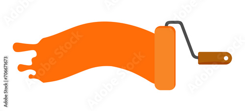 Orange mark with streaks from a roller brush on a white background. Vector illustration of headers, banners and advertisements photo