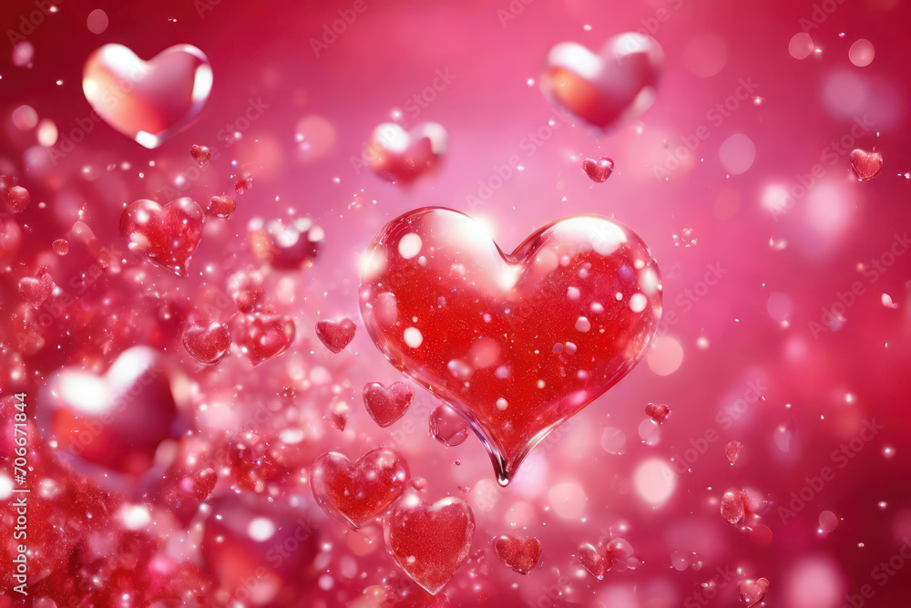 Valentine's day background with red and pink hearts