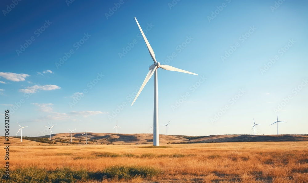 Wind farm, windmill spinning, Side view, Look thinner, photo grade, 16k, hyper quality --ar 5:3 --v 5.2 Job ID: 53bc6acc-08cd-4be3-aef8-dd39063a519d - obrazy, fototapety, plakaty 
