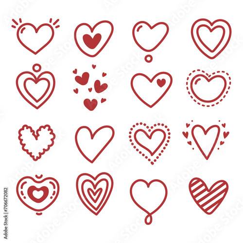  Set Hearts Shapes Icons Illustration.