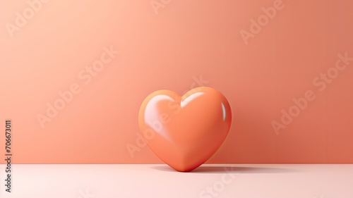 a pontone peach fuzz-colored background, a composition in a minimalist modern style, focusing on the simplicity and elegance of the heart elements against the soft and soothing backdrop.