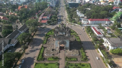 Patuxai Drone Footage Laos South East Asia