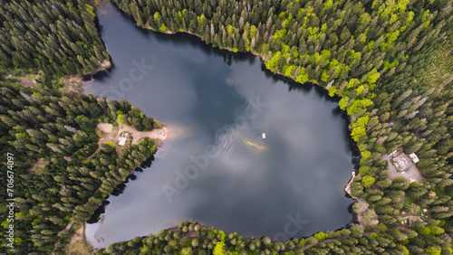 Alpine lake.A lake in the middle of a mountain forest. Carpathian Mountains. Ukraine. Europe
