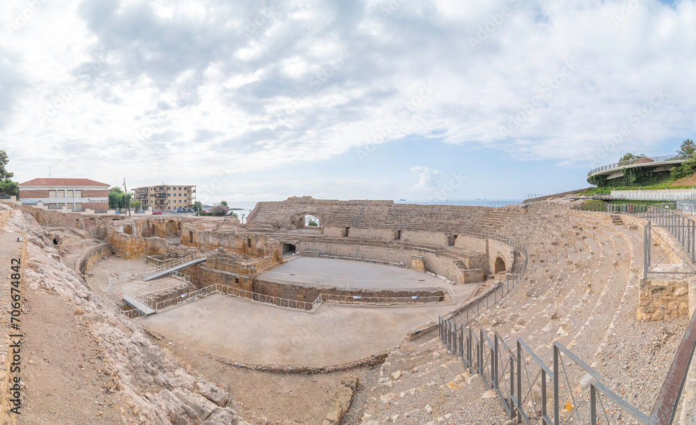 Amphithéâtre Romain de la ville de Tarragone au sud de La Catalogne en Espagne.	