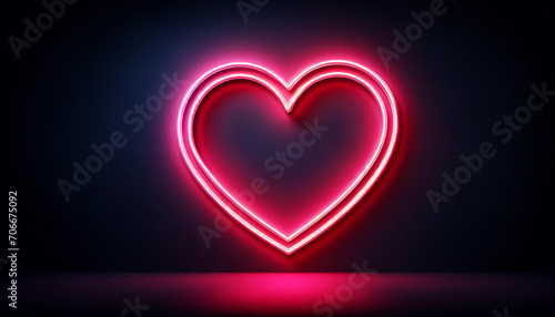 neon glowing heart sign  generative AI