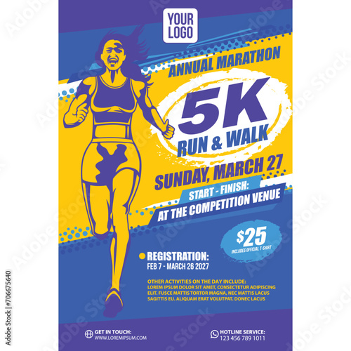 Marathon Flyer, Banner, Backdrop, Background Vector Design
