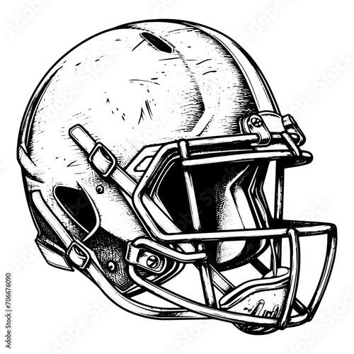 Football Helmet Logo Monochrome Sport Design, hand drawn sketch