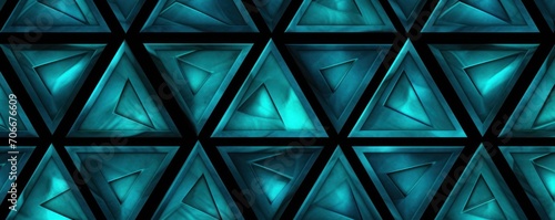 Symmetric aquamarine triangle background pattern