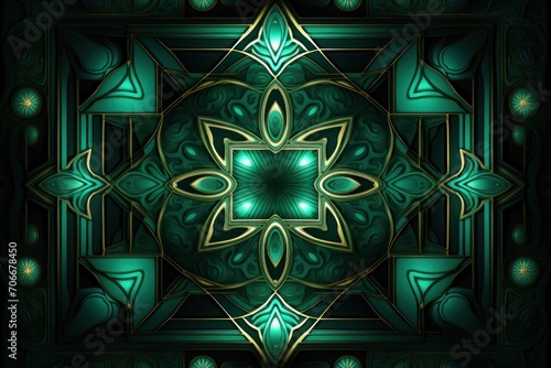 Symmetric emerald square background pattern