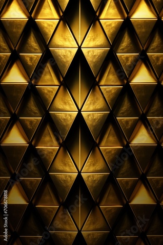 Symmetric gold triangle background pattern