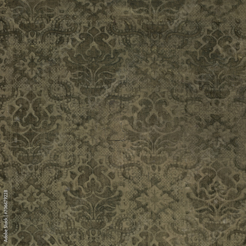 Antique Green Velvet Brocade Fabric Texture Pattern