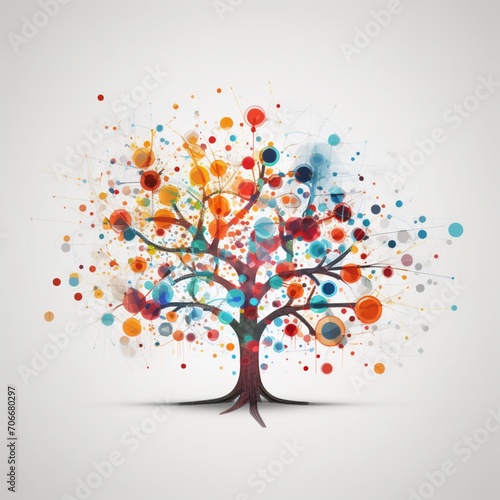 Abstract colorful tree with imaginative elements image Ai generated art