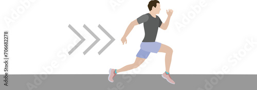 Running person with Running Race for Racing Competition and Athlete Running and going to a race with Jogging, Marathon and Lets go sign. Person and sportsman running speedily high-speed effect jogging