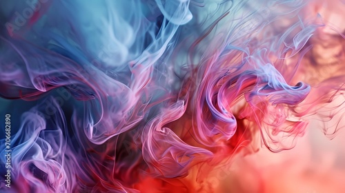 Flowless romentic background with the mixture of blue pink spread like a smoke on a light colored canvas