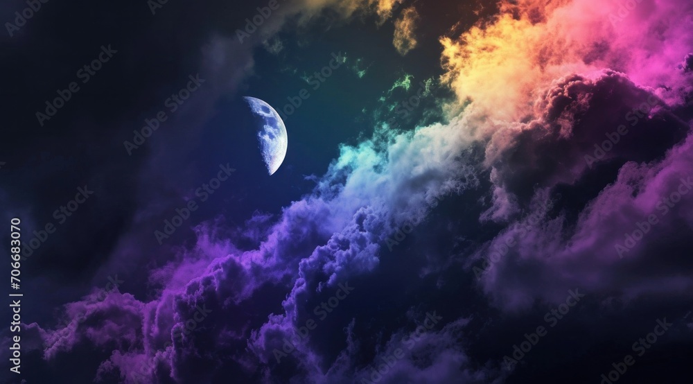a rainbow cloud is being lit up by the light of moon color cloud a rainbow cloud is being lit up by the light of moon color cloud