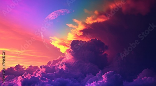 a rainbow cloud is being lit up by the light of moon color cloud