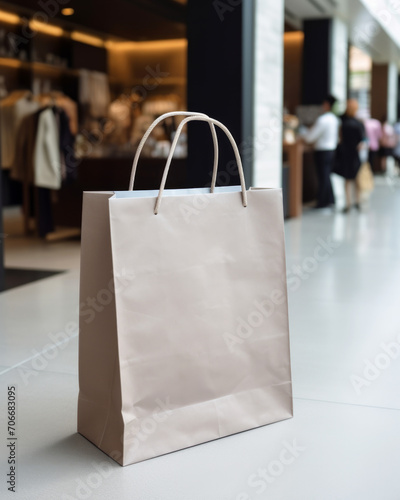 High quality mockup pack for shopping, against the backdrop of blurred shops