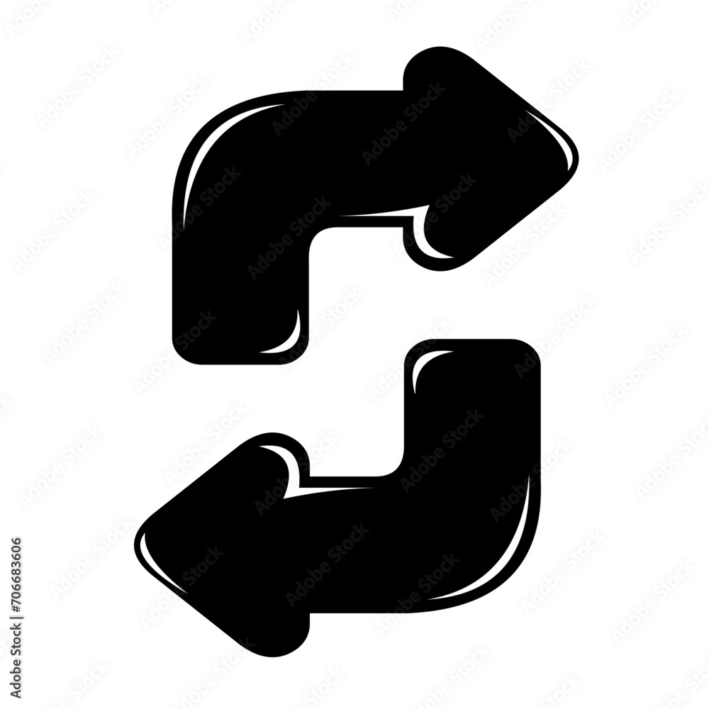 vector illustration two curved arrows icon indicating the right and left sides vector illustration two curved arrows icon indicating the right and left sides