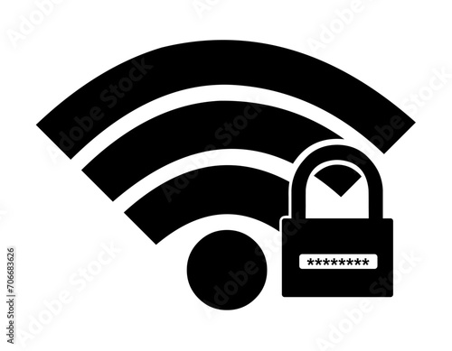 vector illustration black icon wifi password and security code unlocked padlock object, internet access concept