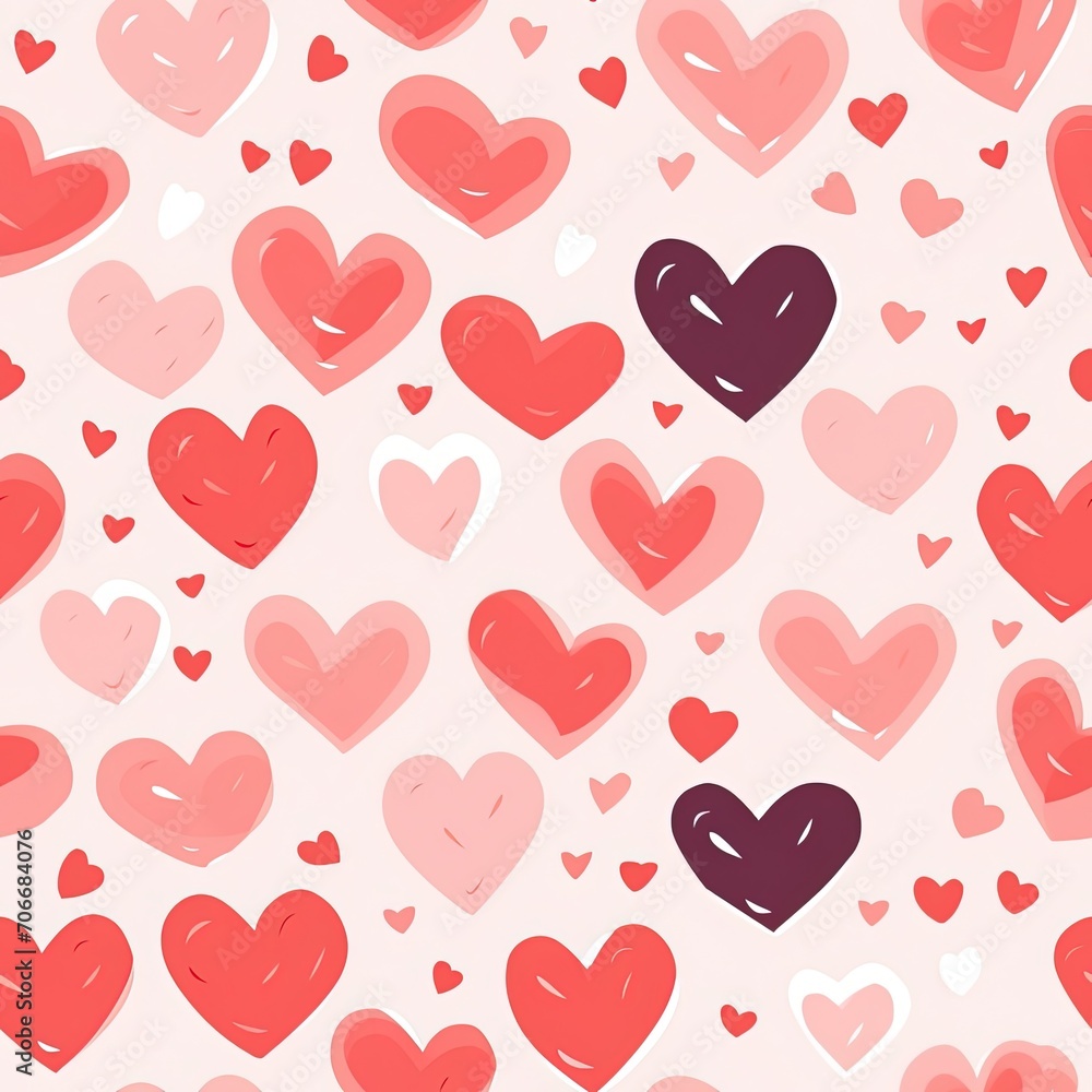 A seamless pattern with different small hearts A seamless pattern with different small hearts
