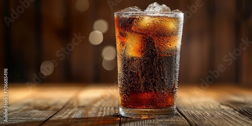sweet carbonated drink with ice Generative AI photo