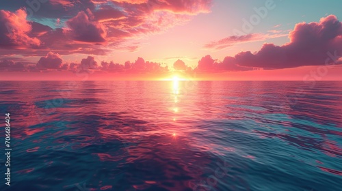 The sun is setting over the ocean. © tilialucida