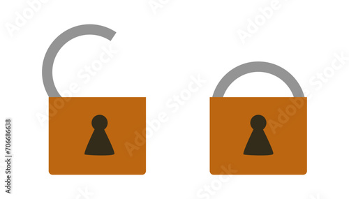 Open and closed padlock icons. photo