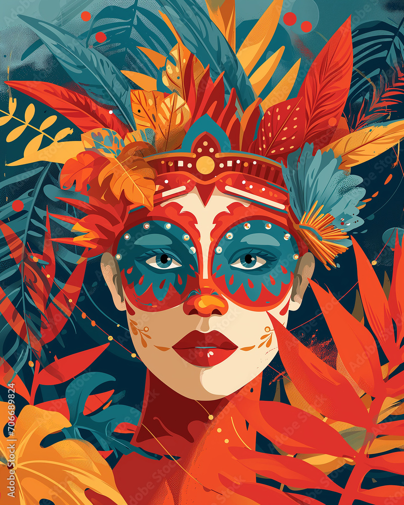 Carnival party, Carnival collection of colorful cards, Design for Brazil Carnival, illustration