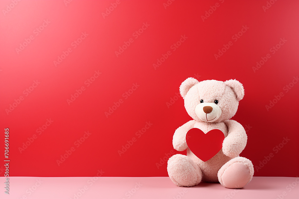 Cartoon Toy Bear With Heart, Valentine's Day Card With Space For Text Cartoon Toy Bear With Heart, Valentine's Day Card With Space For Text