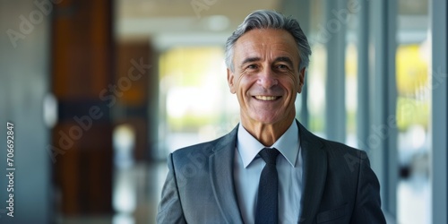 businessman sixty years old in office portrait Generative AI
