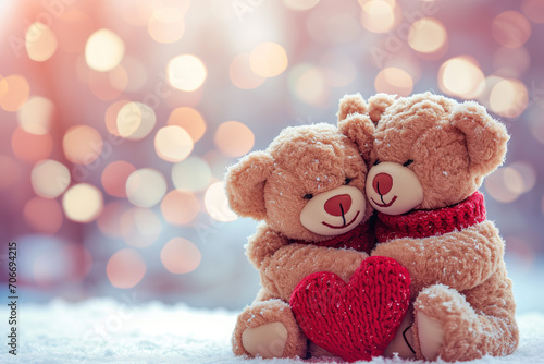 Teddy bears holding a heart
