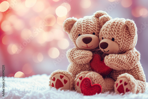 Teddy bears holding a heart