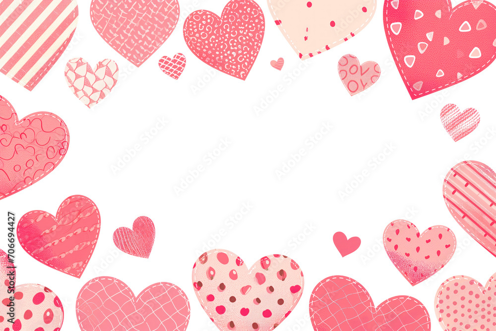 Whimsical hearts on Valentine's backdrop Whimsical hearts on Valentine's backdrop