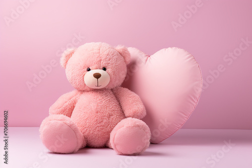 Toy bear illustration with heart, valentine's day background