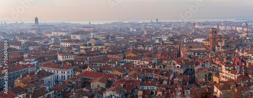 Venice Panoramic City view from top during sunset phase