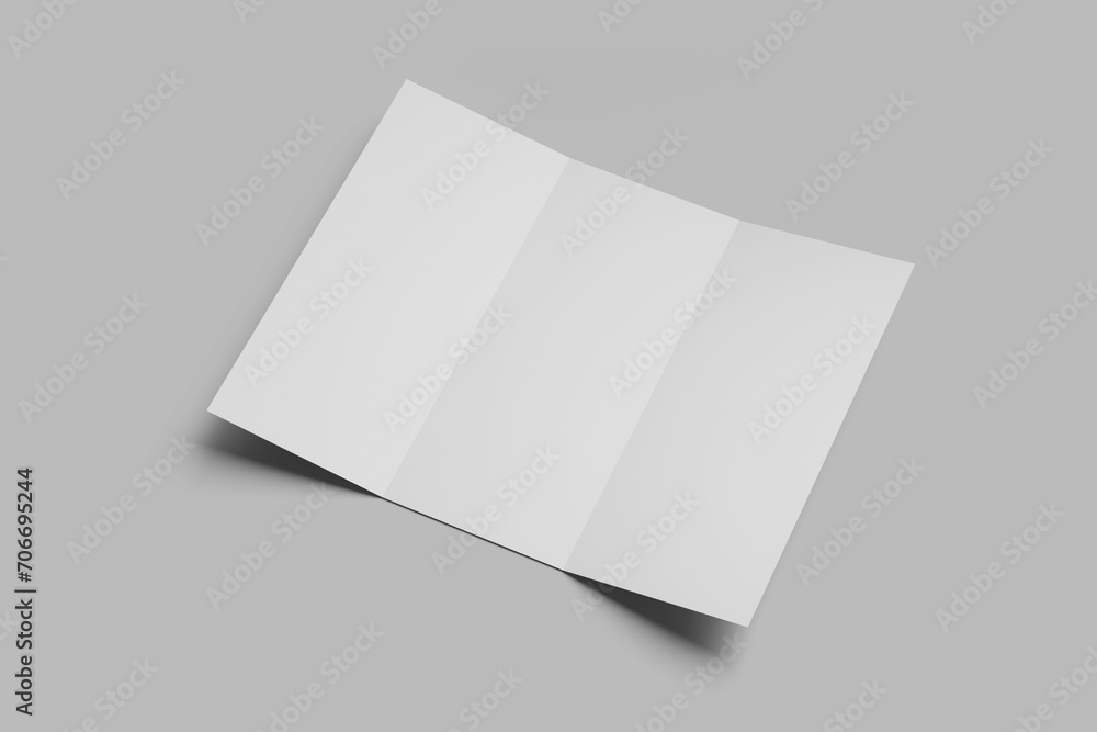 Trifold or brochure a4 mockup isolated on gray background Trifold or brochure a4 mockup isolated on gray background