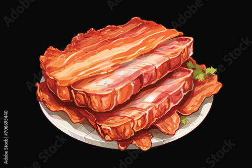 Crispy Bacon Delight: A mouthwatering stack of perfectly cooked bacon, glistening with savory goodness. The crispy edges and rich color evoke a sense of pure indulgence.  
